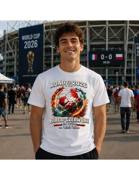 Koszulka Męska - Road To Cup 2026 - Biało Czerwoni Polska - Mistrzostwa Świata 2026