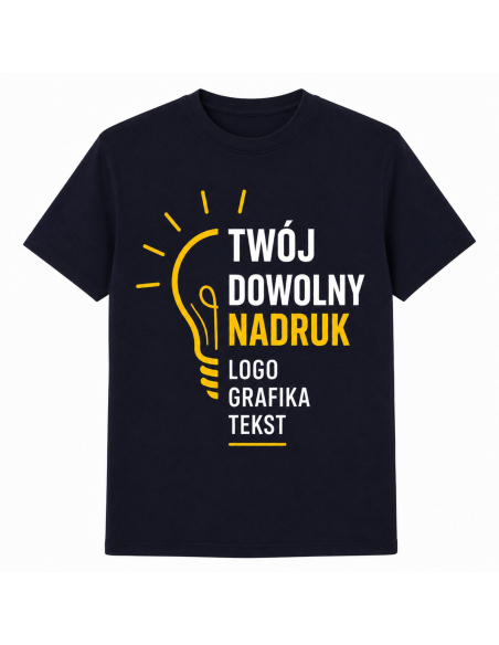 Koszulka Męską z Własnym Nadrukiem Tekst Logo Grafika Szara