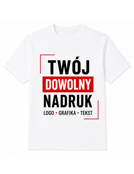 Koszulka Męską z Dowolnym Własnym Nadrukiem Logo Grafika Tekst Granatowa