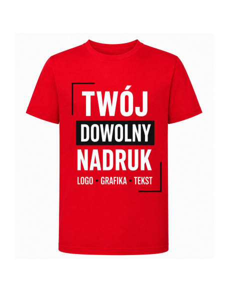Koszulka Męską z Dowolnym Własnym Nadrukiem Logo Grafika Tekst Czerwona
