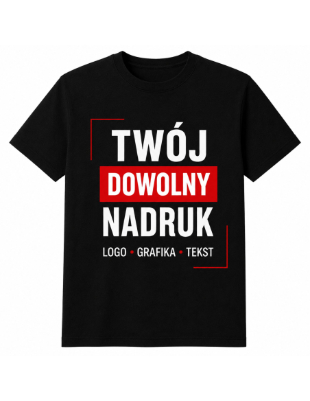 Koszulka Męską z Dowolnym Własnym Nadrukiem Logo Grafika Tekst Czerwona