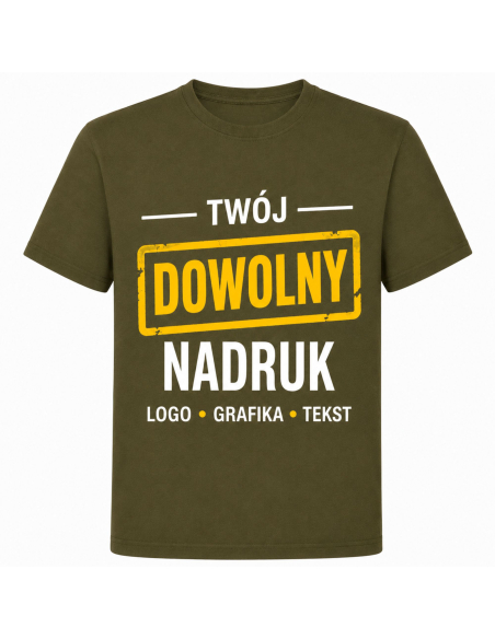Koszulka Męską z Dowolnym Nadrukiem Tekst Logo Grafika Biała