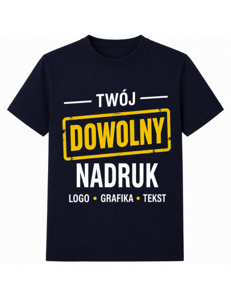 Koszulka Męską z Dowolnym Nadrukiem Tekst Logo Grafika Biała