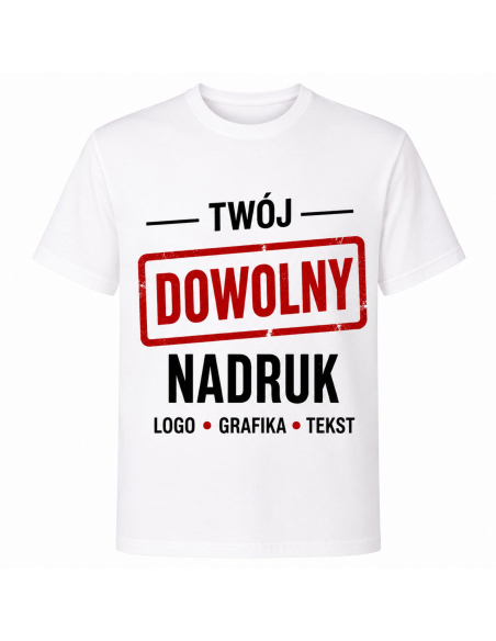 Koszulka Męską z Dowolnym Nadrukiem Tekst Logo Grafika Biała