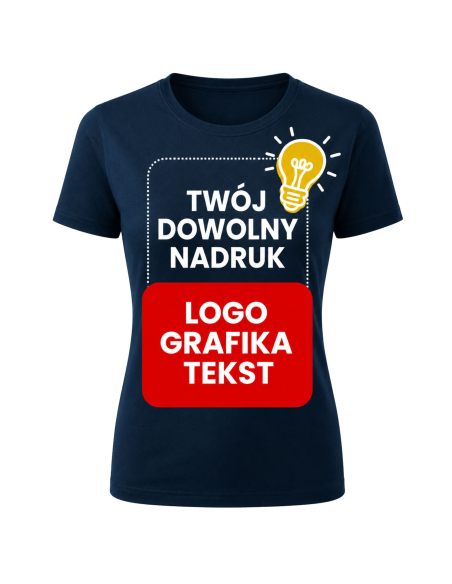 Koszulka Damska - Z Własnym Nadrukiem Logo Grafika Tekst Biała