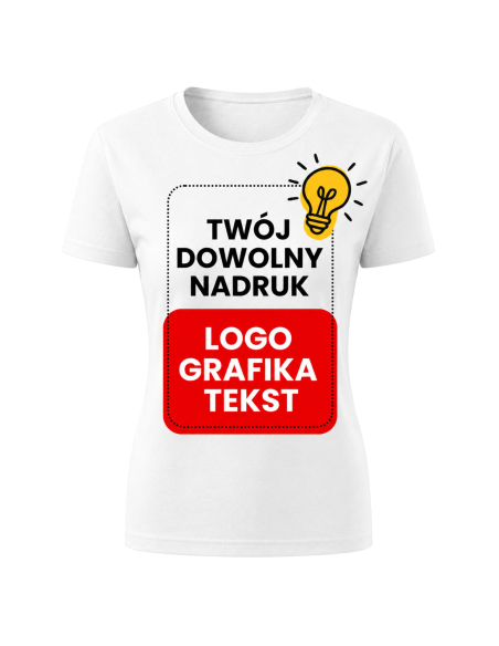 Koszulka Damska - Z Własnym Nadrukiem Logo Grafika Tekst Piaskowy