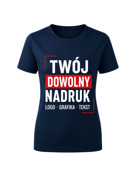 Koszulka Damska - Z Własnym Nadrukiem Grafika Tekst Logo Khaki