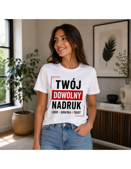 Koszulka Damska - Z Własnym Nadrukiem Grafika Tekst Logo Khaki