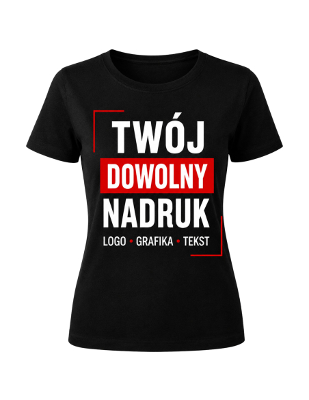 Koszulka Damska - Z Własnym Nadrukiem Grafika Tekst Logo Khaki