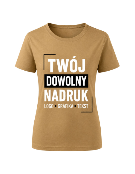 Koszulka Damska - Z Własnym Nadrukiem Grafika Tekst Logo Khaki