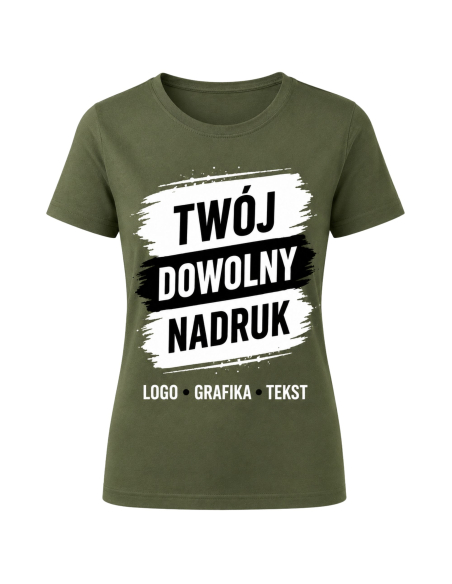 Koszulka Damska - Z Dowolnym Nadrukiem Logo Grafika Tekst Fuksja