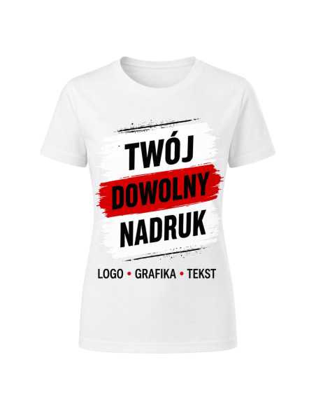 Koszulka Damska - Z Dowolnym Nadrukiem Logo Grafika Tekst Fuksja