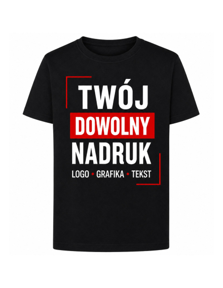 Koszulka Dziecięca Z Dowolnym Nadrukiem Grafika Logo Tekst Czarna