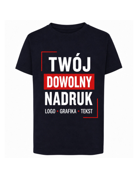 Koszulka Dziecięca Z Dowolnym Nadrukiem Grafika Logo Tekst Czarna
