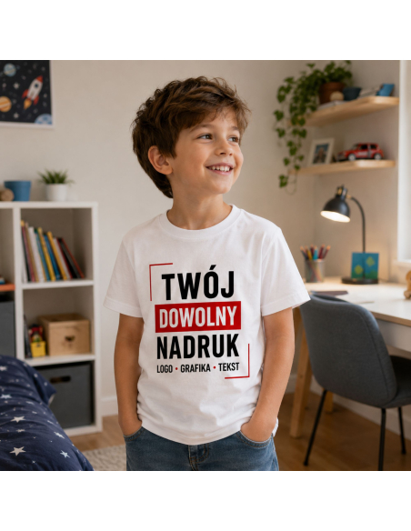 Koszulka Dziecięca Z Dowolnym Nadrukiem Grafika Logo Tekst Czarna
