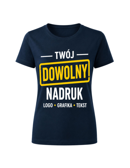 Koszulka Damska - Dowolny Nadruk Tekst Logo Grafika Biała