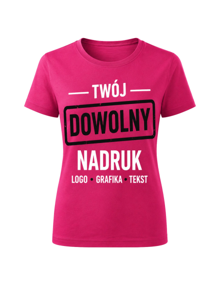 Koszulka Damska - Dowolny Nadruk Tekst Logo Grafika Biała