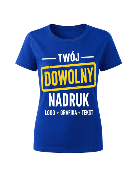 Koszulka Damska - Dowolny Nadruk Tekst Logo Grafika Fuksja