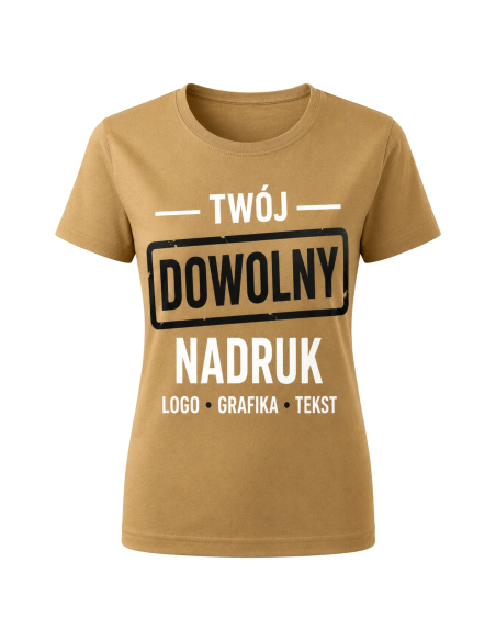 Koszulka Damska - Dowolny Nadruk Tekst Logo Grafika Fuksja