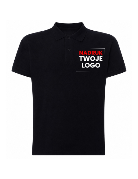 Koszulka Męska Polo Z Własnym Logo na Piersi Czarna