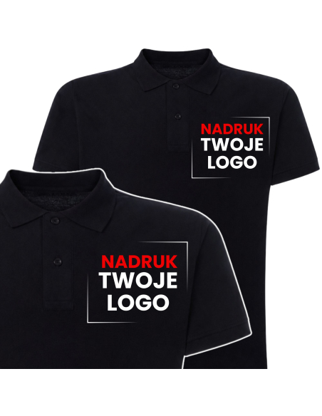 Koszulka Męska Polo Z Własnym Logo na Piersi Czarna