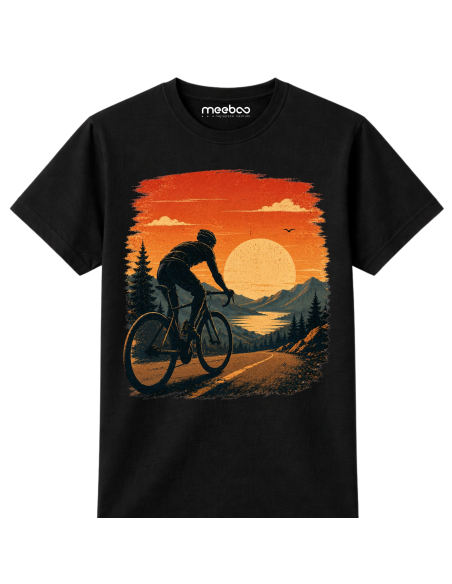 Koszulka Męska - Rowerowa - Zachód Słońca Retro