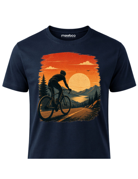 Koszulka Męska - Rowerowa - Zachód Słońca Retro