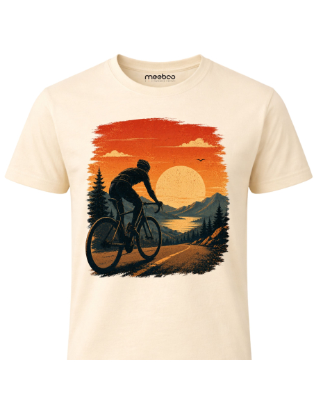 Koszulka Męska - Rowerowa - Zachód Słońca Retro