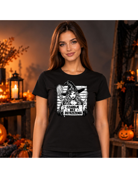Koszulka Damska na Halloween - Czaruje Bez Ostrzeżenia