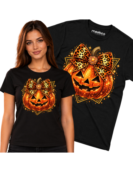 Koszulka Damska na Halloween - Dynia z Kokardą