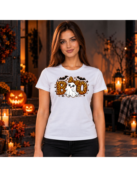 Koszulka Damska na Halloween - BOO Straszący Duch