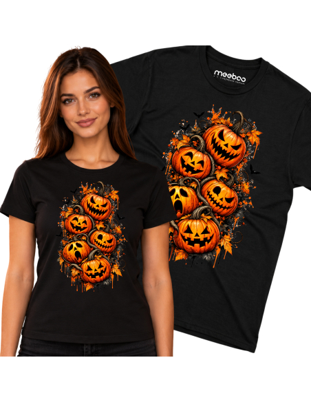 Koszulka Damska na Halloween - Jesiennie Dynie Halloween