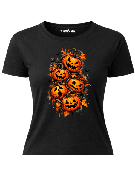 Koszulka Damska na Halloween - Jesiennie Dynie Halloween