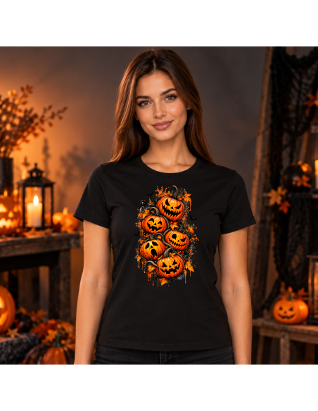 Koszulka Damska na Halloween - Jesiennie Dynie Halloween