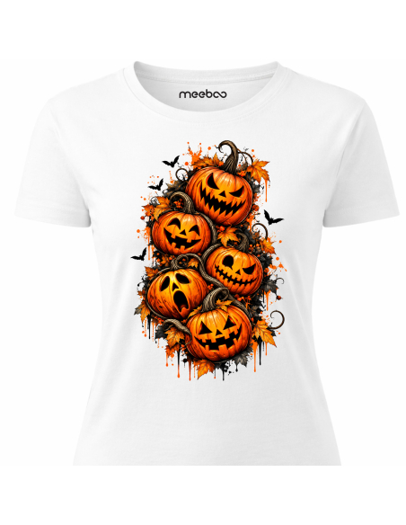 Koszulka Damska na Halloween - Jesiennie Dynie Halloween