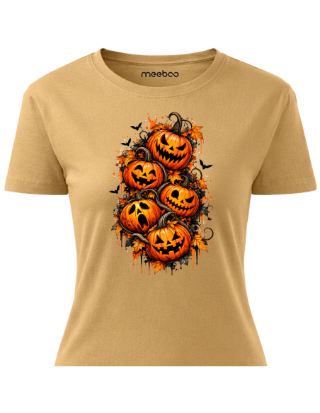 Koszulka Damska na Halloween - Jesiennie Dynie Halloween