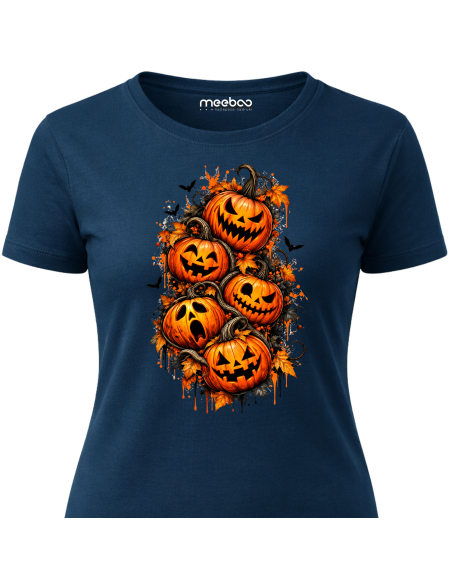 Koszulka Damska na Halloween - Jesiennie Dynie Halloween