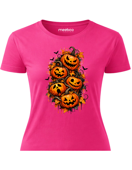 Koszulka Damska na Halloween - Jesiennie Dynie Halloween