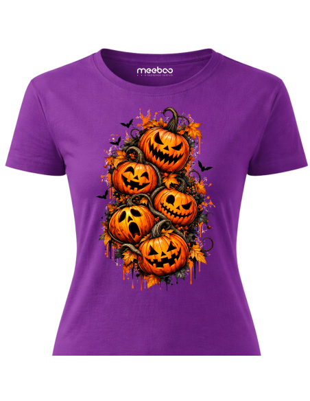 Koszulka Damska na Halloween - Jesiennie Dynie Halloween