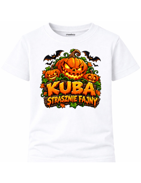 Koszulka Dziecięca na Haloween - Kuba Strasznie Fajny - Imienna