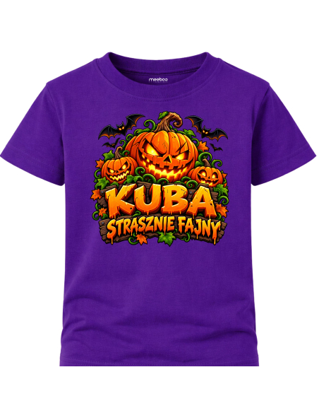 Koszulka Dziecięca na Haloween - Kuba Strasznie Fajny - Imienna
